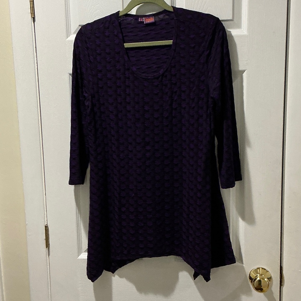 Tianello Deep Purple Textured Tunic Size Medium